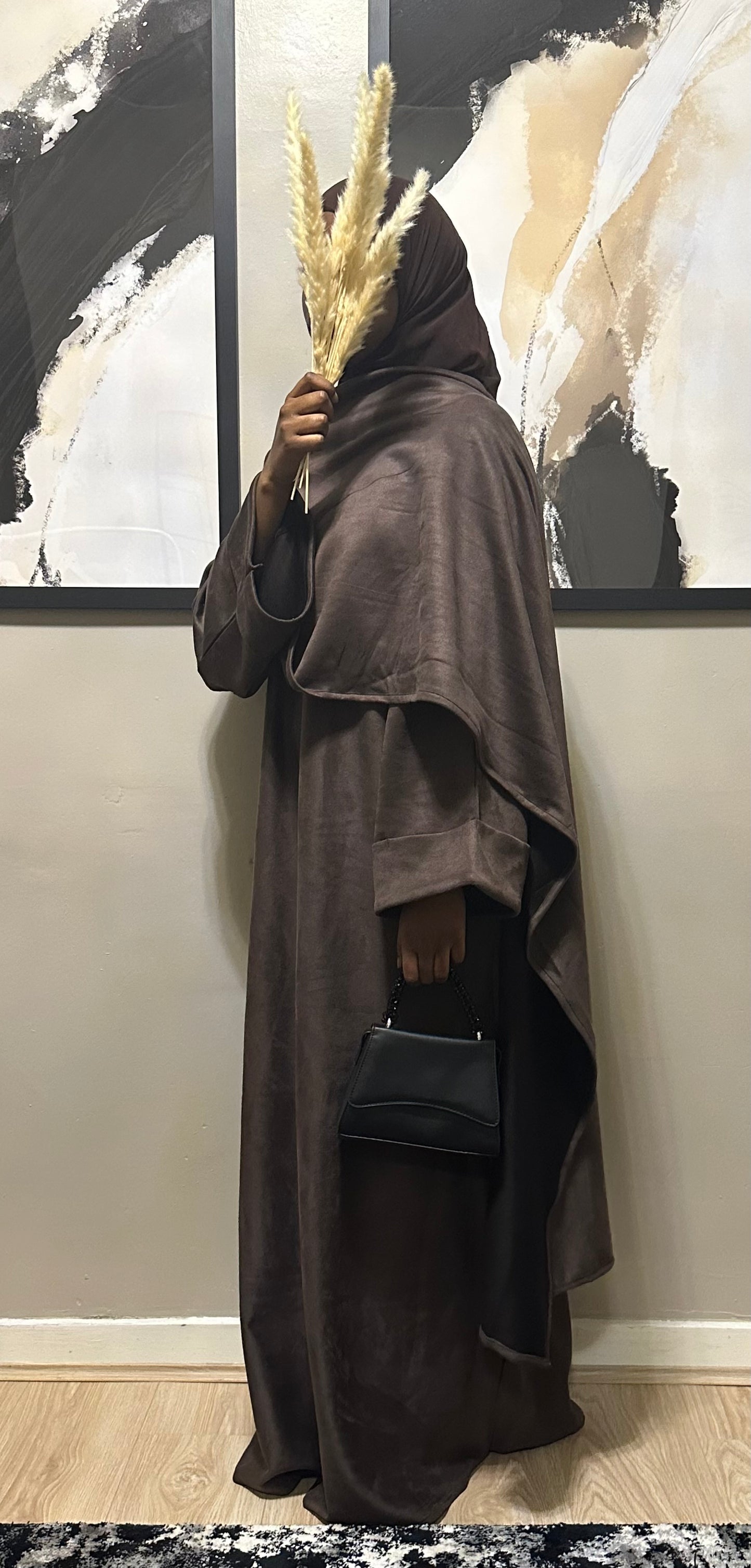 coffee suede cloak abaya