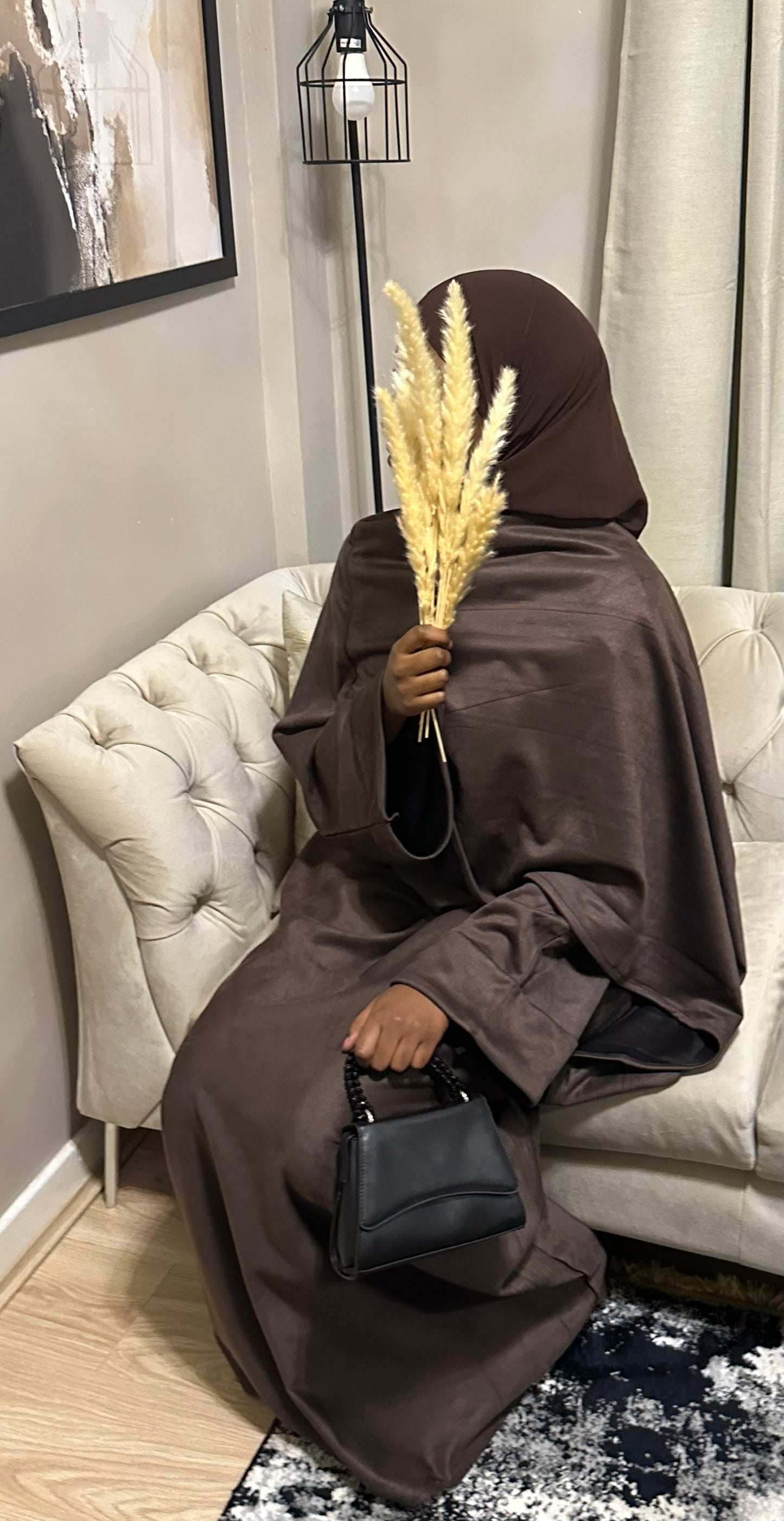 coffee suede cloak abaya