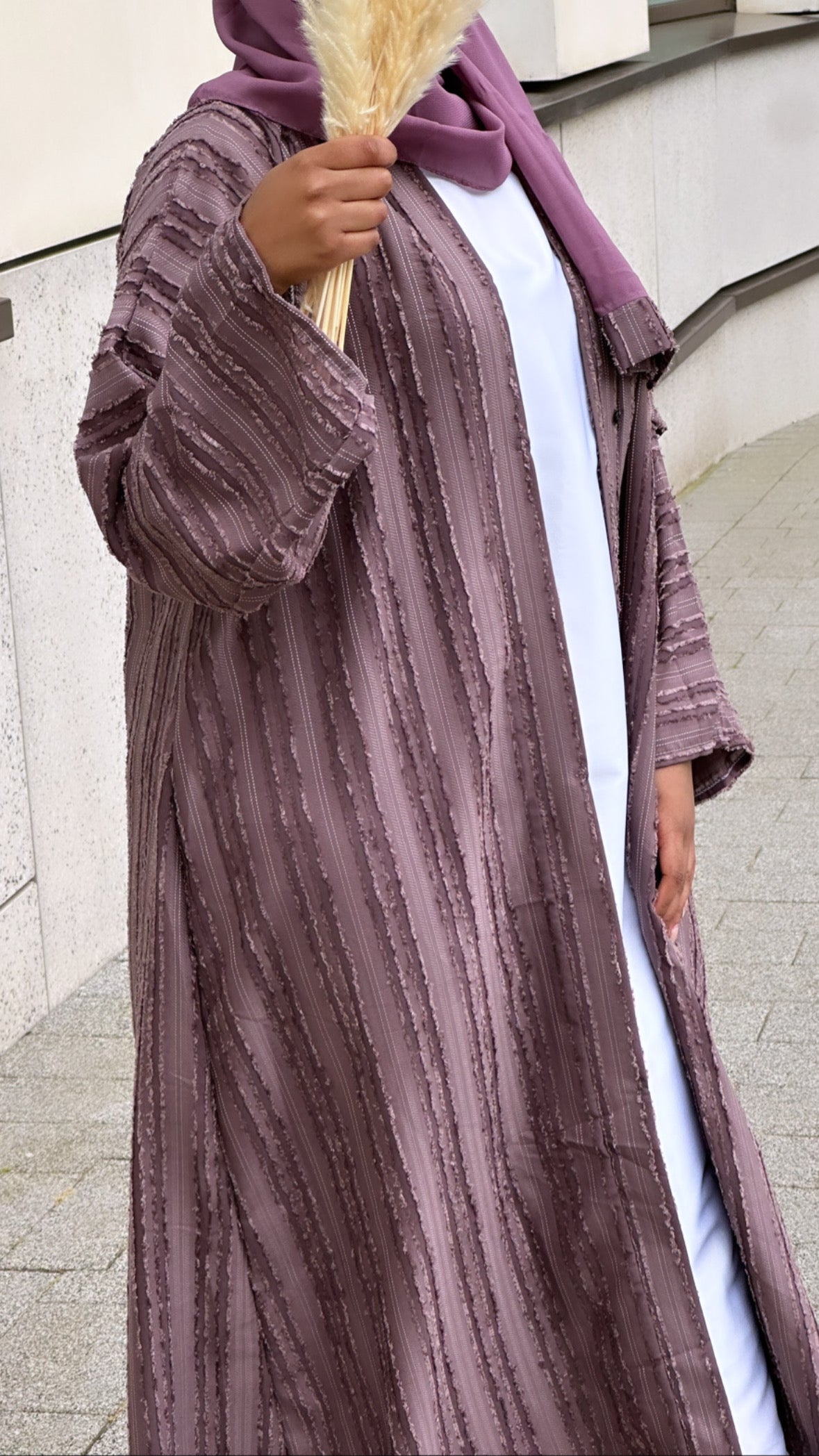 mauve stripe abaya