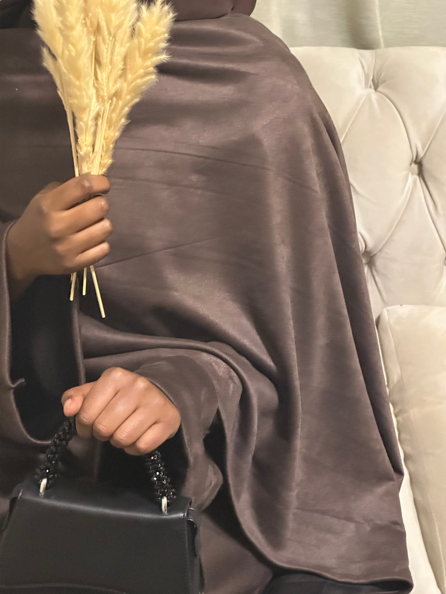 coffee suede cloak abaya