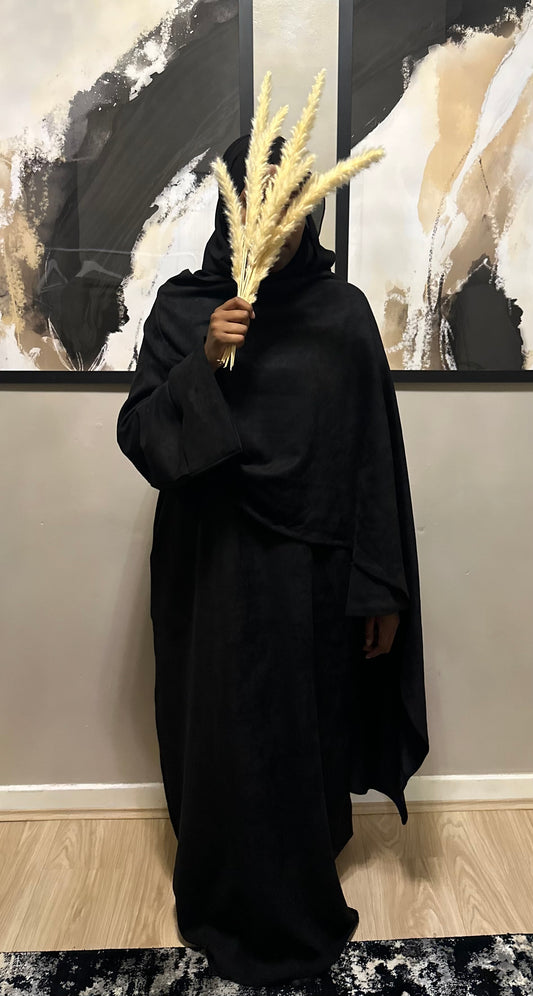 black suede cloak abaya