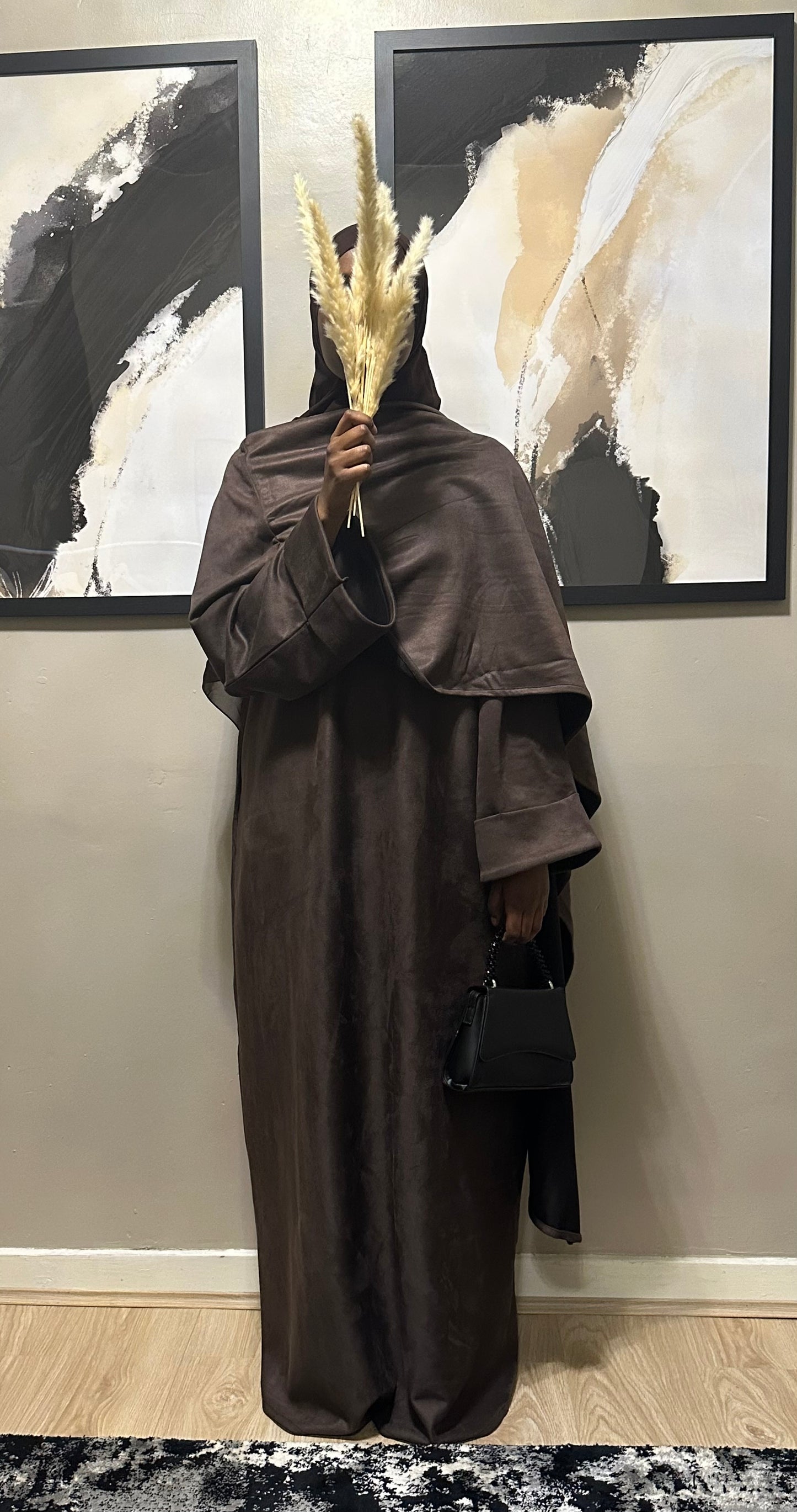 coffee suede cloak abaya