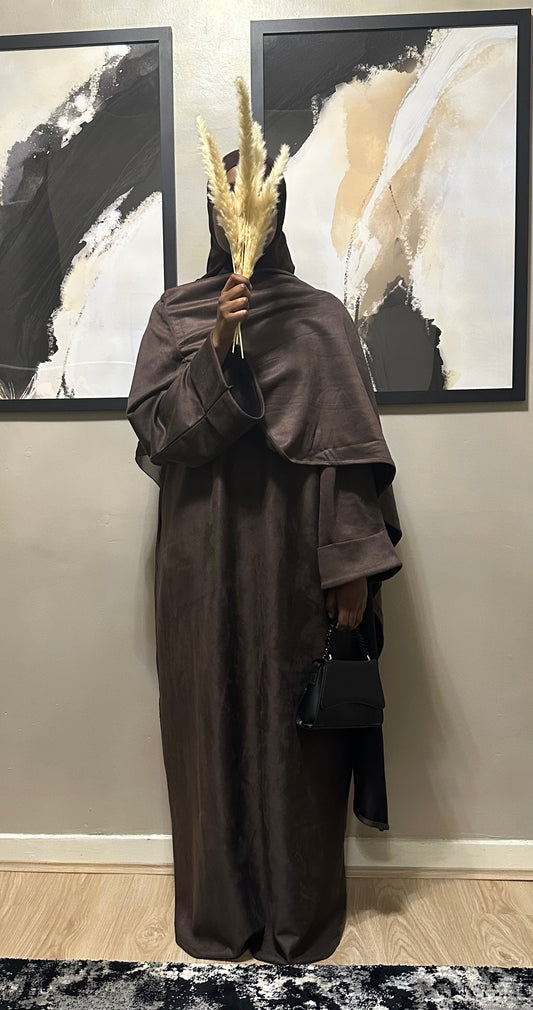 coffee suede cloak abaya