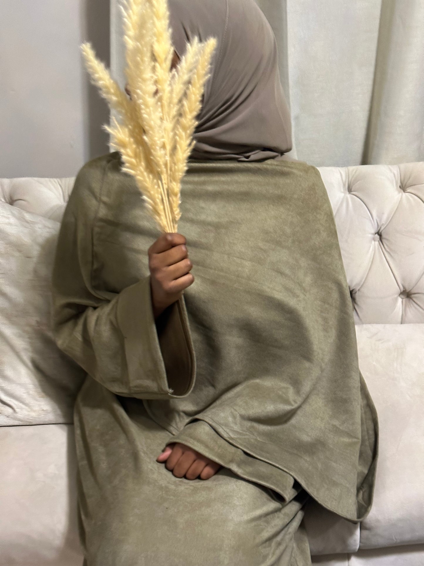 olive suede cloak abaya